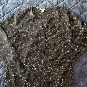 J Crew navy and white dot top